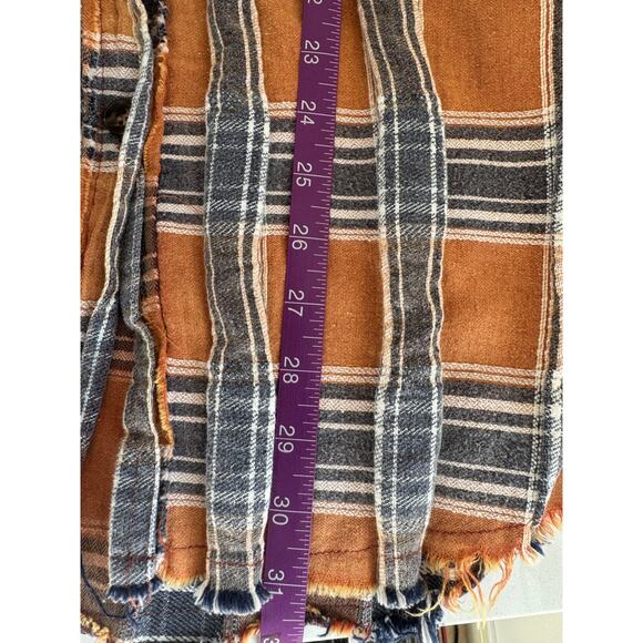 Oli & Hali Plaid Cotton Button-Up Shirt Jacket MT1683 - Orange/Blue M - Picture 9 of 10